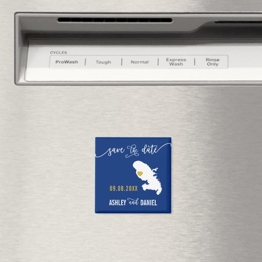 Navy Martinique Wedding Save the Date Map Magneet (Insitu (Vaatwasser))