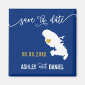 Navy Martinique Wedding Save the Date Map Magneet (Voorkant)