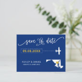 Navy Maryland Wedding Save the Date Map Briefkaart (Staand voorkant)