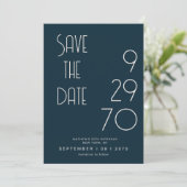 Navy Matte Eenvoudige Minimale Verjaardag Save The Date (Staand voorkant)