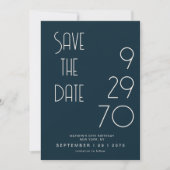 Navy Matte Simple Minimal Birthday Save The Date (Voorkant)