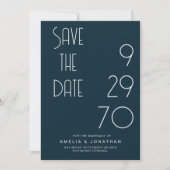 Navy Matte Simple Minimal Wedding Save The Date (Voorkant)
