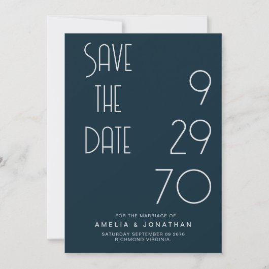 Navy Matte Simple Minimal Wedding Save The Date (Voorkant)