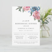 Navy Mauve Botanical Rehearsal Dinner Aankondiging (Staand voorkant)