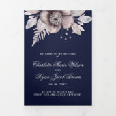 Navy Mauve rustieke bloemen foto bruiloft Drieluik Programma (Cover)