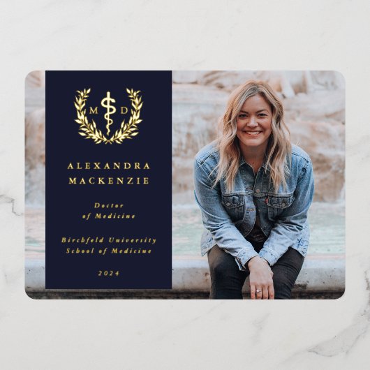 Navy MD Asclepius Afstuderen Foto aankondiging (Voorkant)