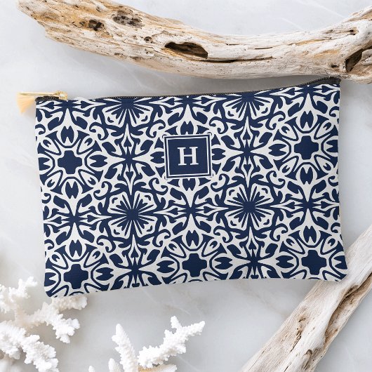 Navy Mediterranean Tegel Pattern Monogram Etui