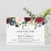 Navy Merlot Floral Bloom die weggaat Kaart (Staand voorkant)