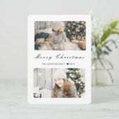 Navy Merry Christmas Modern 2 Foto Feestdagenkaart (Staand voorkant)