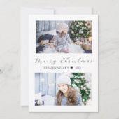 Navy Merry Christmas Modern 2 Foto Feestdagenkaart (Voorkant)