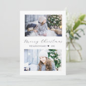 Navy Merry Christmas Modern 2 Foto Feestdagenkaart (Staand voorkant)