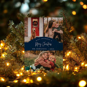 Navy Merry Christmas Modern Minimalistische Kaart