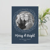 Navy Merry en Bright Photo Feestdagenkaart (Staand voorkant)
