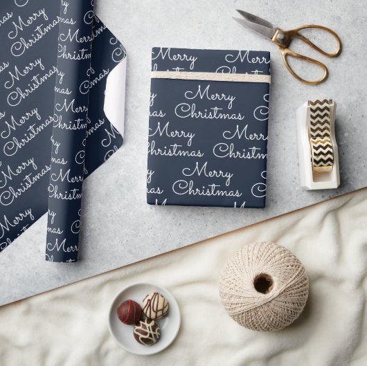 Navy Merry kerstfeestdag Cadeaupapier (Crafts)