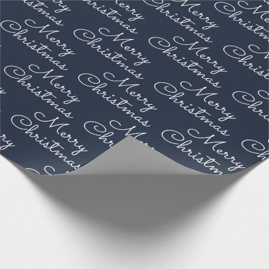 Navy Merry kerstfeestdag Cadeaupapier (Hoek)