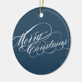 Navy Merry kerstfotoversiering Keramisch Ornament (Links)