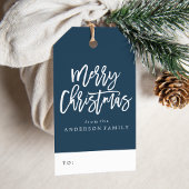 Navy Merry Kerstmis-feestdag Cadeaulabel