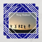 Navy Merry Kerstmis Modern Foto Feestdagenkaart (Voorkant / Achterkant)