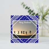 Navy Merry Kerstmis Modern Foto Feestdagenkaart (Staand voorkant)