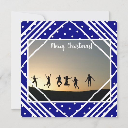 Navy Merry Kerstmis Modern Foto Feestdagenkaart (Voorkant)