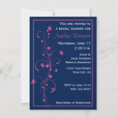 Navy met Roze Bloemen Ontwerp Vrijgezellenfeest In Kaart (Voorkant)