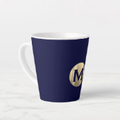 Navy Metallic Gold Monogram Latte Mok (Linkerhoek)