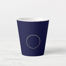 Navy Metallic Gold Monogram Latte Mok