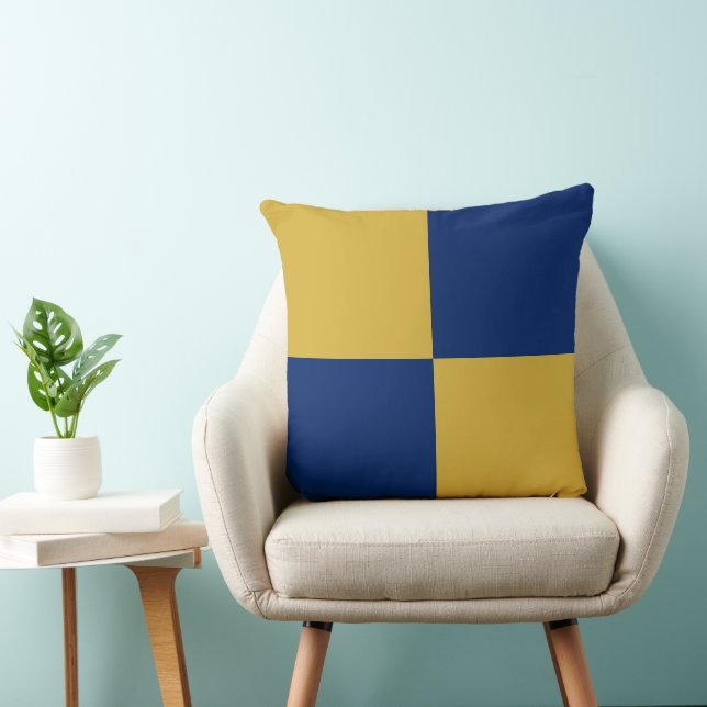 Navy & Metallic Gold Square Box Stylish Pattern Kussen (Stoel)