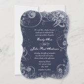 Navy Metallic Silver Kanji Love Swirl Kaart (Voorkant)