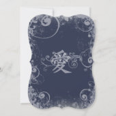 Navy Metallic Silver Kanji Love Swirl Kaart (Achterkant)