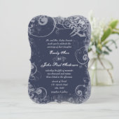 Navy Metallic Silver Kanji Love Swirl Kaart (Staand voorkant)