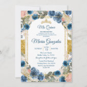 Navy Mexican Charra Quinceanera Kaart (Voorkant)