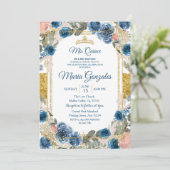 Navy Mexican Charra Quinceanera Kaart (Staand voorkant)