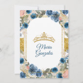 Navy Mexican Charra Quinceanera Kaart (Achterkant)