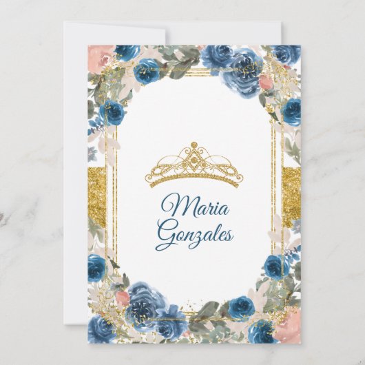 Navy Mexican Charra Quinceanera Kaart (Achterkant)