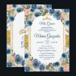 Navy Mexican Charra Quinceanera Kaart<br><div class="desc">Navy Mexican Charra Quinceanera Invitation Mis Quince Anos,  15e verjaardag</div>