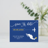 Navy Mexico Wedding Save the Date Map Briefkaart (Staand voorkant)