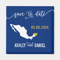 Navy Mexico Wedding Sla de datumkaart op