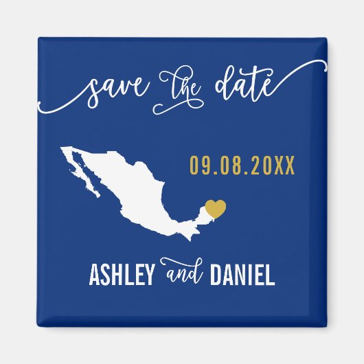 Navy Mexico Wedding Sla de datumkaart op Magneet (Voorkant)