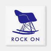 Navy Mid Century Modern Rocker Stoel Square Magnet (Voorkant)