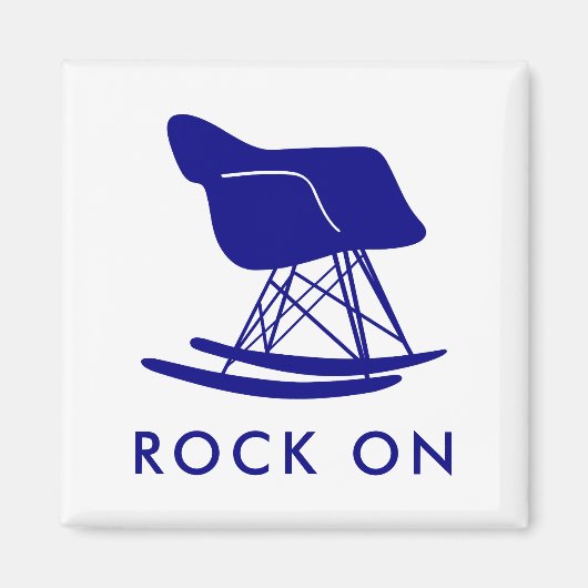Navy Mid Century Modern Rocker Stoel Square Magnet (Voorkant)