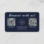 Navy Midnight Blue Dubbele QR-code Multi Sociale M Visitekaartje (Voorkant)