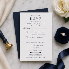 Navy Minimaal Huwelijks-RSVP Kaart Sjabloon