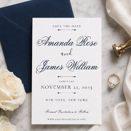 Navy Minimal luxe trouwkaart Save the Date templat Kaart