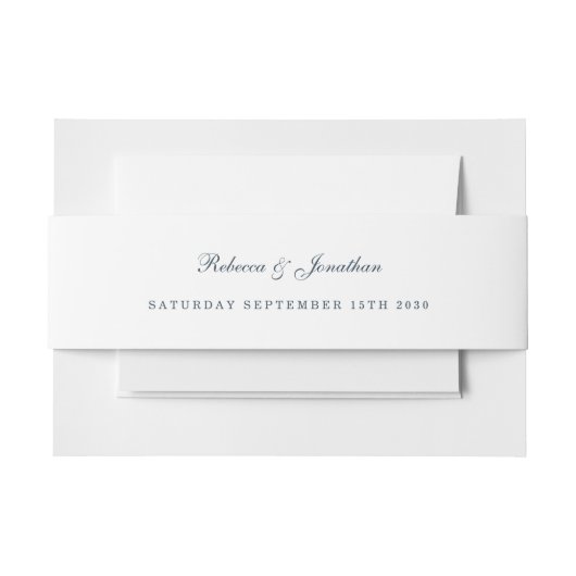 Navy Minimal Wedding Invitation Belly Band Uitnodigingen Wikkel (Voorkant Voorbeeld)
