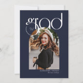 Navy Minimalist Modern Arch 5 foto's Afstuderen Kaart (Voorkant)