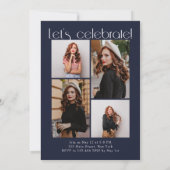 Navy Minimalist Modern Arch 5 foto's Afstuderen Kaart (Achterkant)