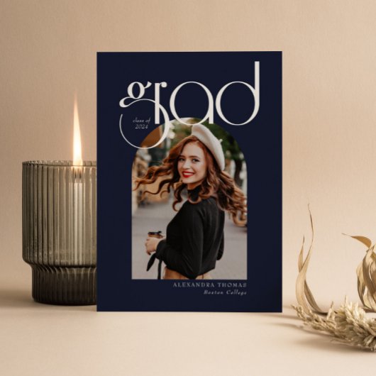 Navy Minimalist Modern Arch 5 foto's Afstuderen Kaart