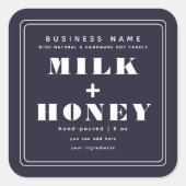 Navy Minimalist Modern Candle Product Label (Voorkant)