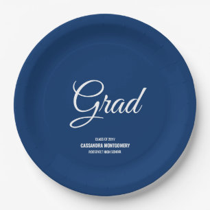 Navy Minimalist Modern Graduation Party Papieren Bordje